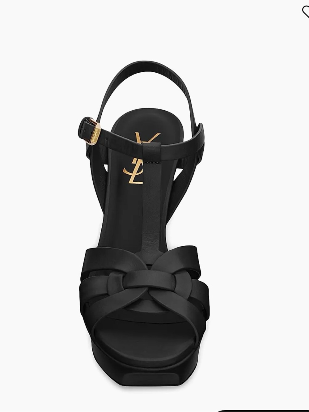 Yves Saint Laurent Black Leather Knotted T-Strap Platform Sandal 38.5 /8 1/2